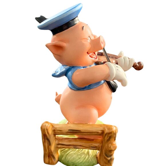 Walt Disney 3 Little Pigs 60th Anniversary Pig Playing Fiddle w/ COA, IOB - Picture 5 of 11